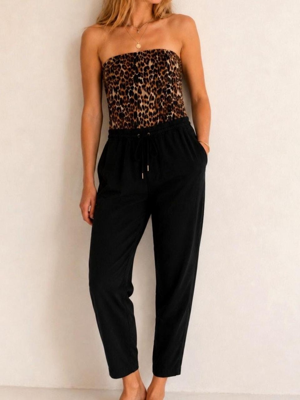 Express Leopard Print and Black Jumpsuit